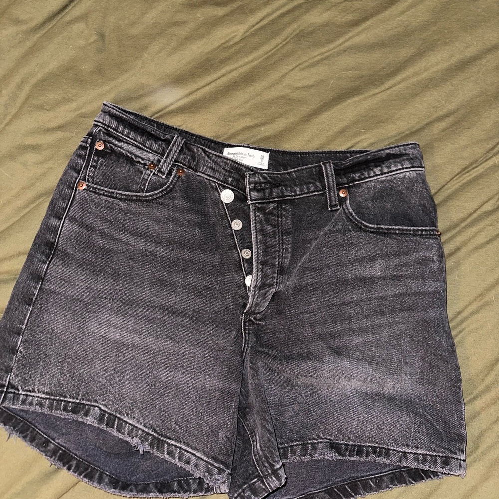 Abercrombie Black Denim Dad Shorts